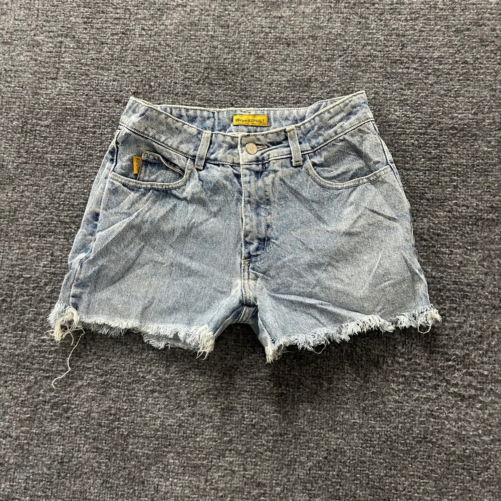 Blue Asphalt Denim Shorts Womens Size 5 Light Wash Cutoff High Waisted USA Made